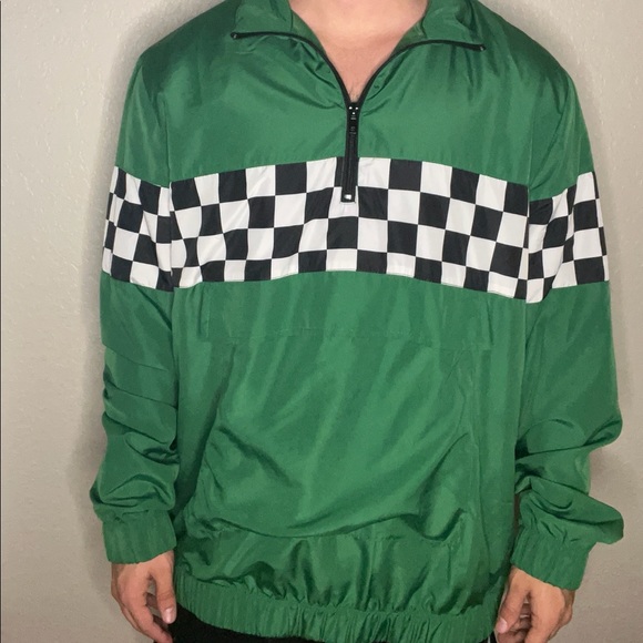 Forever 21 Other - Green Men’s Windbreaker - Lightweight, Checkered Black and White, Multi colored